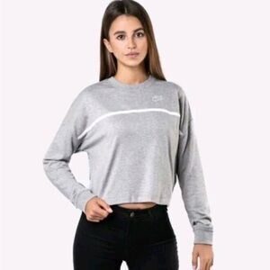 Nike Cropped Crew Neck Swoosh L/S Jersey Top Size LARGE